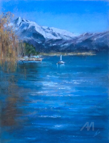 Dibujo titulada "Swiss landscape" por Irene_art, Obra de arte original, Pastel