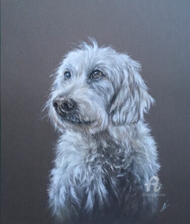 Dibujo titulada "Funny dog" por Irene_art, Obra de arte original, Pastel