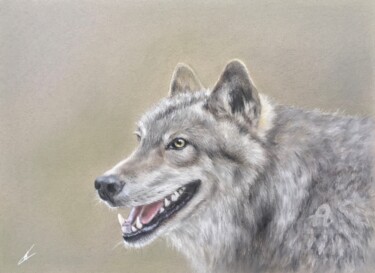 Dessin intitulée "Wolf" par Irene_art, Œuvre d'art originale, Pastel