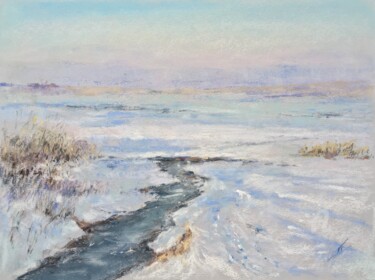 Рисунок под названием "Winter stream" - Irene_art, Подлинное произведение искусства, Пастель