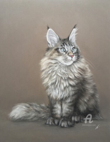 Drawing titled "Cat!" by Irene_art, Original Artwork, Pastel