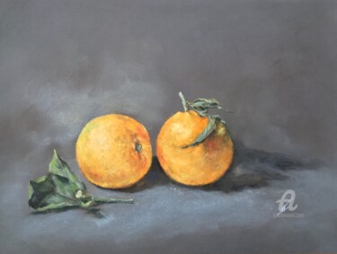 Dessin intitulée "Two oranges" par Irene_art, Œuvre d'art originale, Pastel