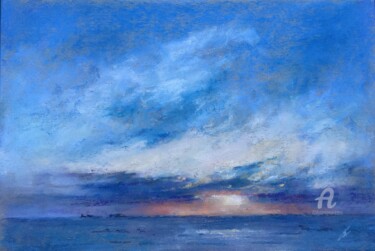 Disegno intitolato "Sea sunset" da Irene_art, Opera d'arte originale, Pastello
