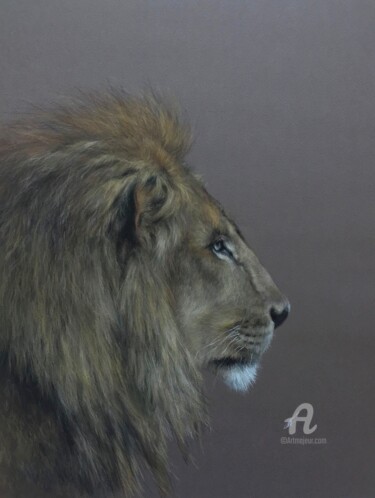Рисунок под названием "Lion" - Irene_art, Подлинное произведение искусства, Пастель