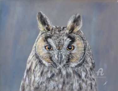 Dessin intitulée "Owl" par Irene_art, Œuvre d'art originale, Pastel