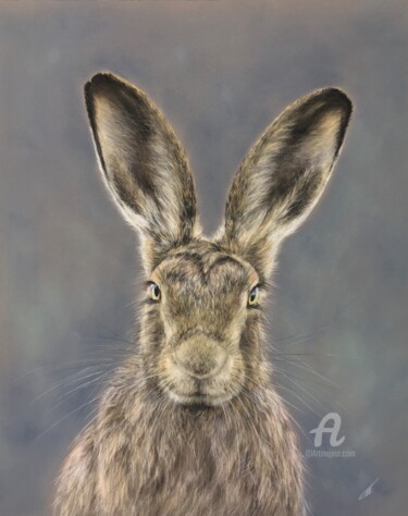 Dessin intitulée "Eared hare" par Irene_art, Œuvre d'art originale, Pastel