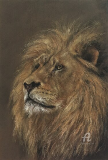 Dessin intitulée "Lion. Pastel portra…" par Irene_art, Œuvre d'art originale, Pastel
