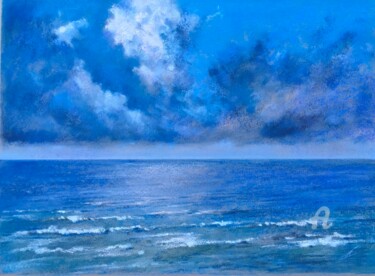 Dessin intitulée "Paysage marin" par Irene_art, Œuvre d'art originale, Pastel
