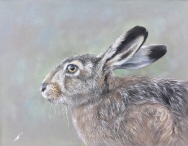 Dessin intitulée "Hare - long ears." par Irene_art, Œuvre d'art originale, Pastel