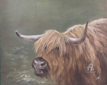 Desenho intitulada "Scottish Highland C…" por Irene_art, Obras de arte originais, Pastel