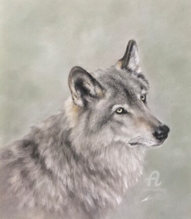 Dessin intitulée "Wolf soul" par Irene_art, Œuvre d'art originale, Pastel