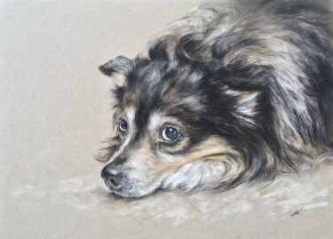 Drawing titled "Waiting" by Irene_art, Original Artwork, Pastel