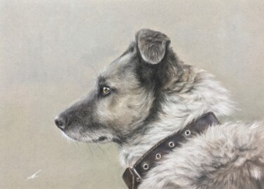Рисунок под названием "Dog profile" - Irene_art, Подлинное произведение искусства, Пастель