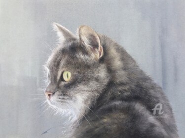 Dessin intitulée "Cat look" par Irene_art, Œuvre d'art originale, Pastel