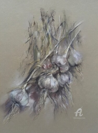 Dessin intitulée "Garlic" par Irene_art, Œuvre d'art originale, Pastel