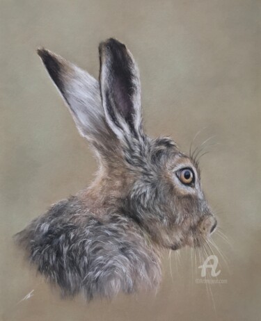 Dessin intitulée "Hare." par Irene_art, Œuvre d'art originale, Pastel