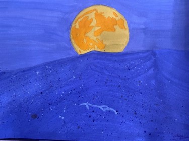 Картина под названием "Full Moon" - Iren Oginski, Подлинное произведение искусства, Гуашь Установлен на Деревянная рама для…