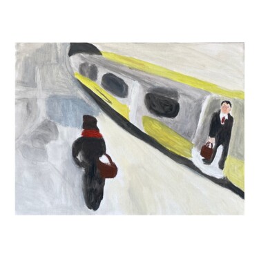 Peinture intitulée "Train" par Irfan Ajvazi, Œuvre d'art originale, Acrylique