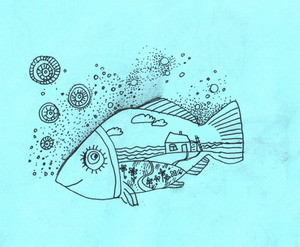 Рисунок под названием "хитрая рыба" - Irga, Подлинное произведение искусства