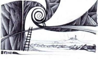 Рисунок под названием "спасающие лестницы" - Irga, Подлинное произведение искусства