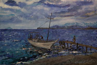 Painting titled "The Sea" by Ivan Ribarchuk, Original Artwork, Oil