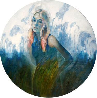 Картина под названием "Herbs and a girl wi…" - Iriia Belogorskaya, Подлинное произведение искусства, Масло