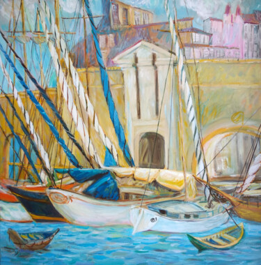 Painting titled "Antib. Port." by Iriia Belogorskaya, Original Artwork, Acrylic