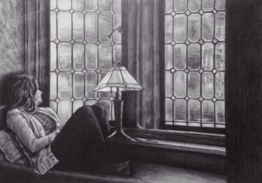 Drawing titled ""The girl on the wi…" by Irina Abramova, Original Artwork, Pencil
