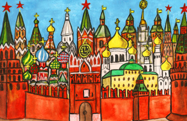 Картина под названием "Moscow 1" - Irina Afonskaya, Подлинное произведение искусства, Гуашь