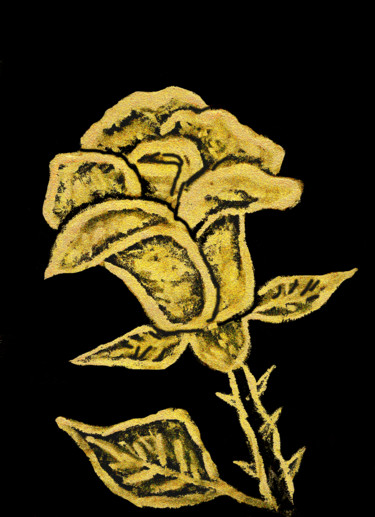 Картина под названием "Golden rose" - Irina Afonskaya, Подлинное произведение искусства, Гуашь