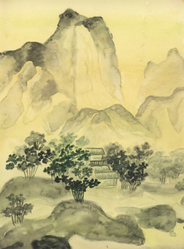 Painting titled "Chinese landscape g…" by Irina Afonskaya, Original Artwork, Watercolor