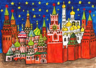 Painting titled "Moscow 2" by Irina Afonskaya, Original Artwork, Watercolor