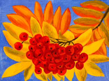 Ζωγραφική με τίτλο "Rowan berry" από Irina Afonskaya, Αυθεντικά έργα τέχνης, Λάδι