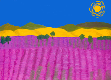 Painting titled "Lavender field" by Irina Afonskaya, Original Artwork, Oil