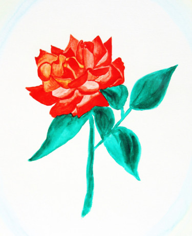 Pittura intitolato "Red rose" da Irina Afonskaya, Opera d'arte originale, Acquarello