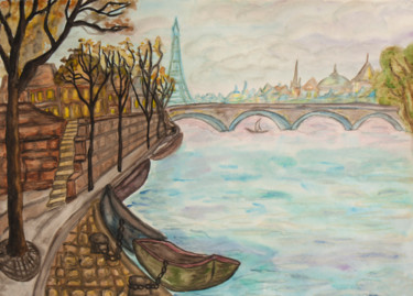 Peinture intitulée "Paris" par Irina Afonskaya, Œuvre d'art originale, Aquarelle