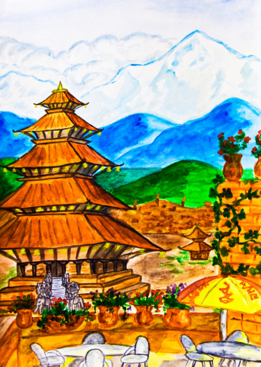 Pintura titulada "Nepal" por Irina Afonskaya, Obra de arte original, Acuarela