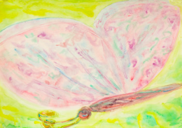 Картина под названием "Pink butterfly" - Irina Afonskaya, Подлинное произведение искусства, Акварель