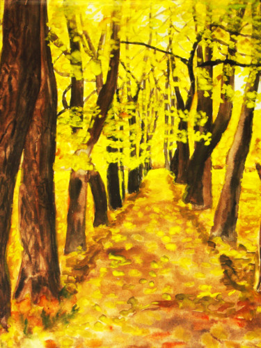 绘画 标题为“Yellow alley” 由Irina Afonskaya, 原创艺术品, 水彩