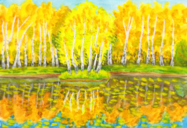 Pintura intitulada "Autumn landscape is…" por Irina Afonskaya, Obras de arte originais, Aquarela