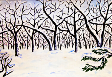 Painting titled "Winter forest" by Irina Afonskaya, Original Artwork, Watercolor