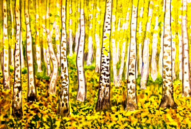 Картина под названием "Autumn landscape ye…" - Irina Afonskaya, Подлинное произведение искусства, Акварель