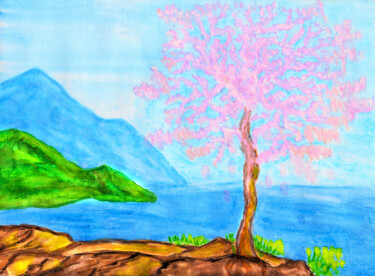 Malerei mit dem Titel "Cercis tree 2 Cerci…" von Irina Afonskaya, Original-Kunstwerk, Aquarell
