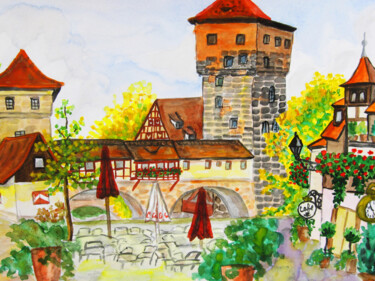 Картина под названием "Nuremberg 6" - Irina Afonskaya, Подлинное произведение искусства, Акварель