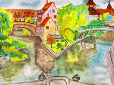 Painting titled "Nuremberg 7" by Irina Afonskaya, Original Artwork, Watercolor