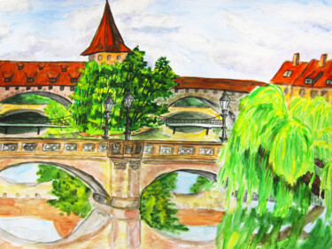 Painting titled "Nuremberg 8" by Irina Afonskaya, Original Artwork, Watercolor