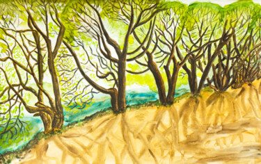 Картина под названием "Willow trees near l…" - Irina Afonskaya, Подлинное произведение искусства, Акварель
