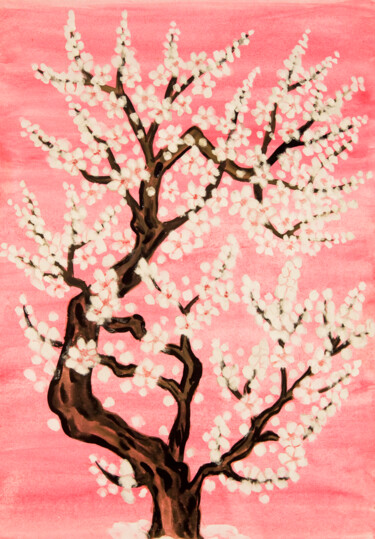 Peinture intitulée "White spring tree o…" par Irina Afonskaya, Œuvre d'art originale, Aquarelle