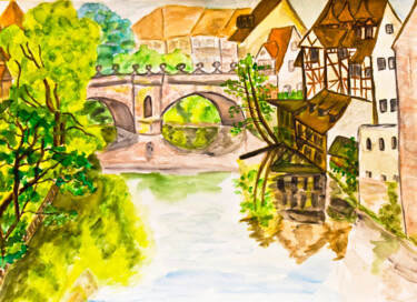 Painting titled "Nuremberg 14" by Irina Afonskaya, Original Artwork, Watercolor