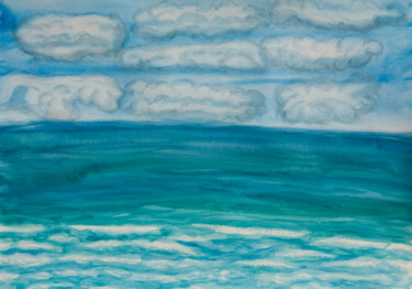 Ζωγραφική με τίτλο "Sea and clouds" από Irina Afonskaya, Αυθεντικά έργα τέχνης, Ακουαρέλα